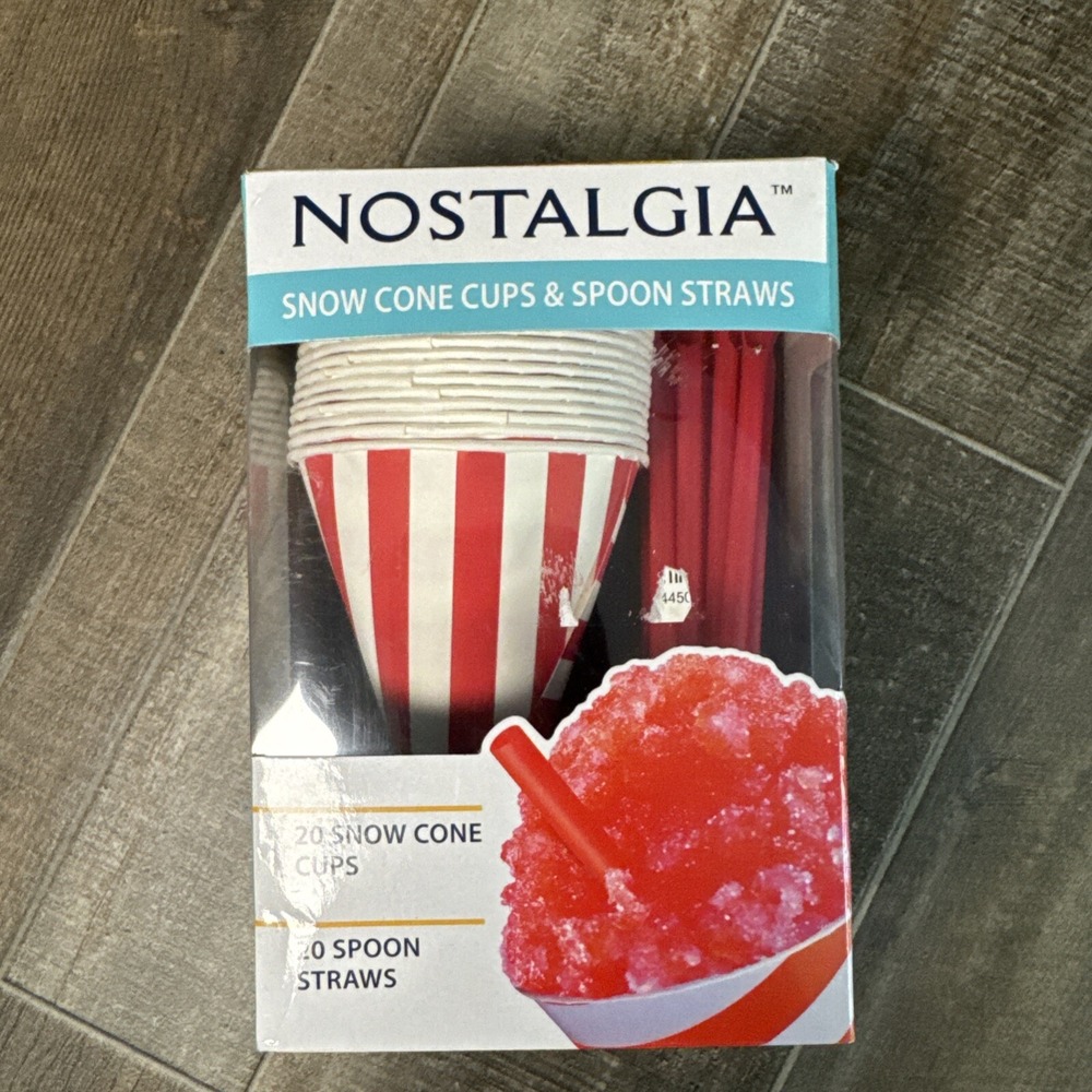 Nostalgia Snow Cone Cups‎ & Spoon Straws, 20 Ct